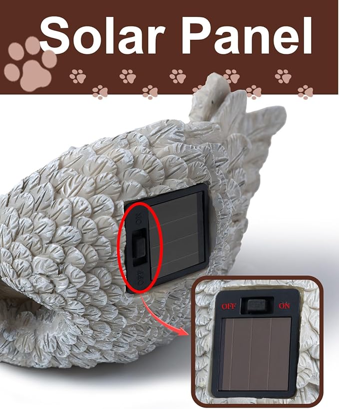 Dog Memorial Gift, Angel Memorial Dog Statue with Photo Frame, Forever My Guardian Angel Garden Solar Light Dogs for Pet Memorial Stone