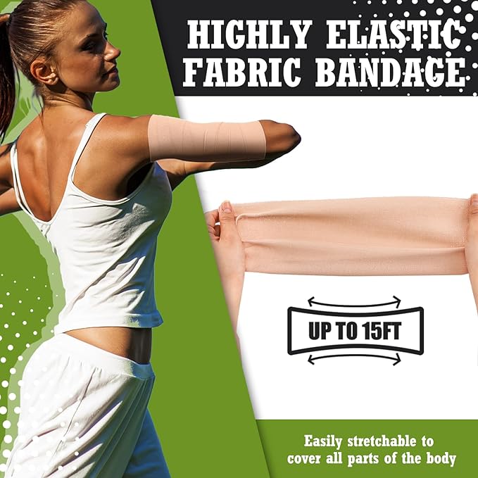 Tondiamo 8 Rolls Elastic Adhesive Bandage Tape Medical Bandage Wrap Athletic Sports Tape Flexible Stretch Skin Bandages Strips for Ankle, Knee, Wrist Sprains Animal Pets(6 Inch X 5 Yard)