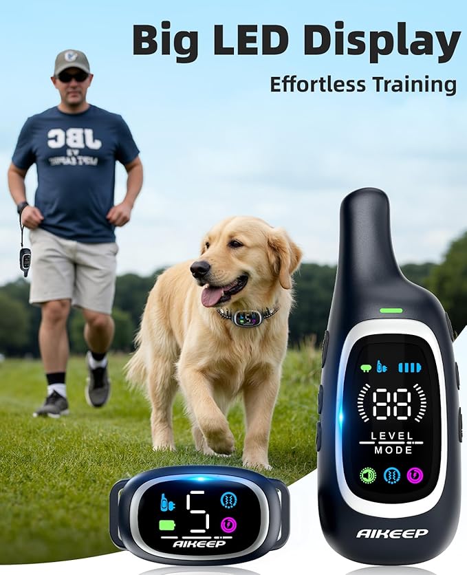 2-in-1 Dog Shock Collar and Bark Collar for Dogs – 3300FT Dog Training Collar with Remote, IP67 Waterproof e Collar with Anti-Bark/Beep/Vibration/Shock Modes for Small Medium Large Dog(8-120Lbs)