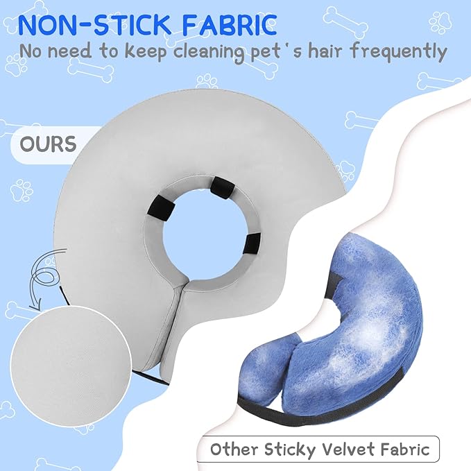 Supet Inflatable Dog Cone Collar Alternative After Surgery, Dog Neck Donut Collar Recovery E Collar to Stop Licking, Soft Pet Cone for Small Medium Large Dogs