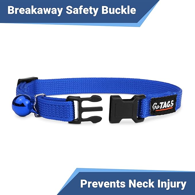 GoTags Personalized Reflective Cat Collars with Tag, Engraved Custom with Name and Phone, Breakaway Collar with Safety Buckle and Bell, Adjustable for Cats and Kitten, (Red with Nameplate)