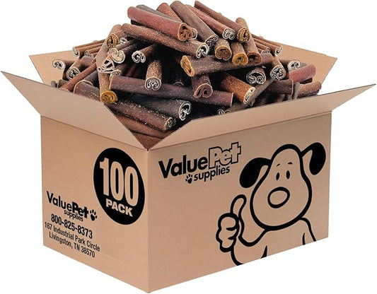 ValueBull Collagen Sticks for Dogs, 6 Inch Jumbo Chews, Natural Long-Lasting Dog Treats, 100 Count Bulk Pack - Supports Joints, Skin & Coat with Chondroitin & Glucosamine