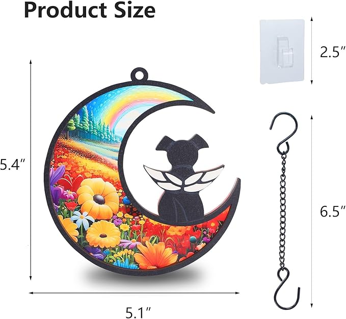 DIY Dog Angel Memorial Suncatcher with Sympathy Card,Rainbow Bridge Dog Memorial Gifts,Loss of Pet Sympathy Gift Dog,Dog Lovers Gifts for Women (2-Rainbow Bridge)