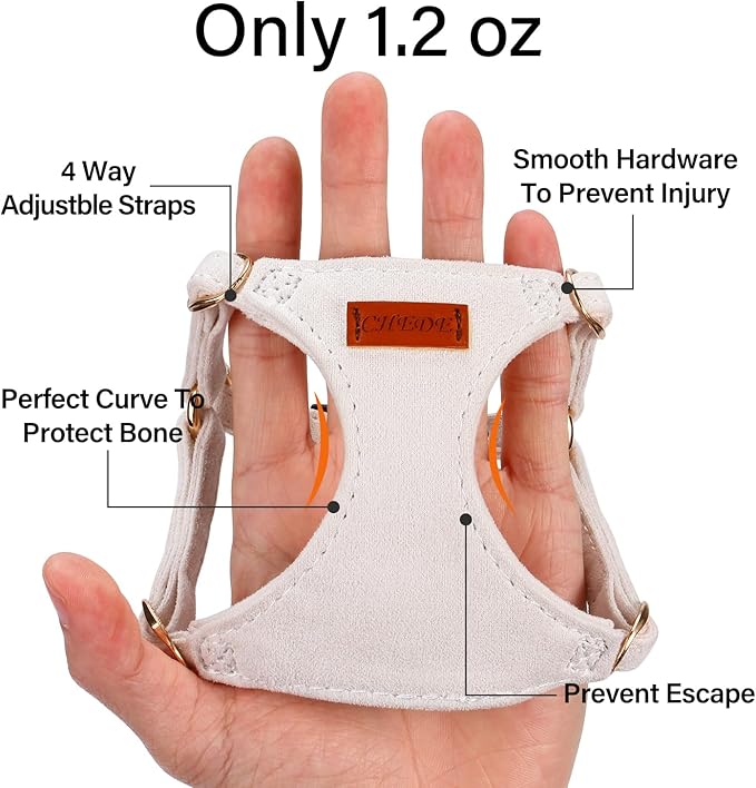 No Pull Dog Harness- Lightweight, Soft, Adjustable Small Harness Collar and Leash Set, Suitable for Cats Puppy Small and Medium-Sized Dog Outdoor Training and Running (Beige, XS)