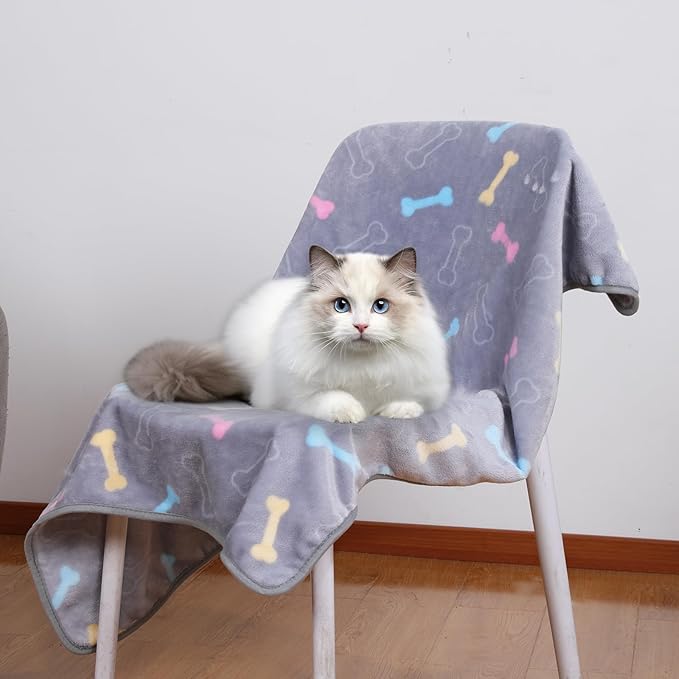 SORKUT 1 Pack 6 Dog Blankets Cat Soft Fluffy Fleece Pet Blanket Puppy Blanket Warm Paw Print Design Puppy Kitten Doggy,Large(40"x30")