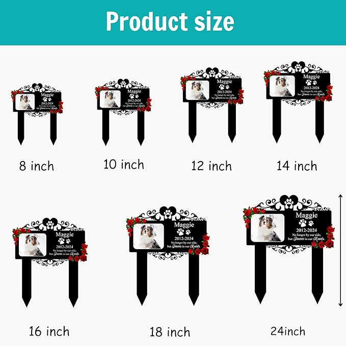 Custom Pet Grave Markers Dog Outdoor | Memorial Burial Markers for Your Furry Friend | Cemetery Grave Pet Headstones for Dogs | Custom with Photo Resting Place Sign for Paw Companions