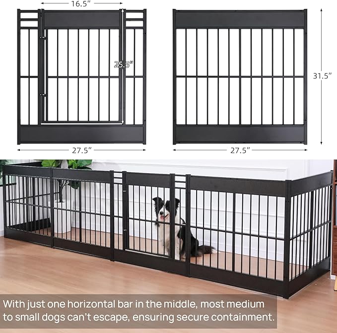 Dog Playpen, 31.5" Height Dog Pen Indoor, Heavy Duty, Safe and Sturdy, Furniture Style Puppy Pen (12 Panels (31.5" High), Black)