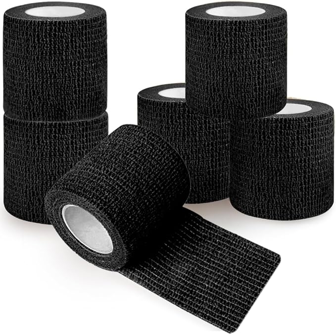QUMY Self-Adhesive Bandage Wrap 6 Pack, 2 Inch x 5 Yards Cohesive Breathable Non-Woven Vet Tape for Pets, Dog Bandage Shoes, Wound First Aid Gauze for Dog, Horse, Cat, Elastic Wrap for Ankle, Sports