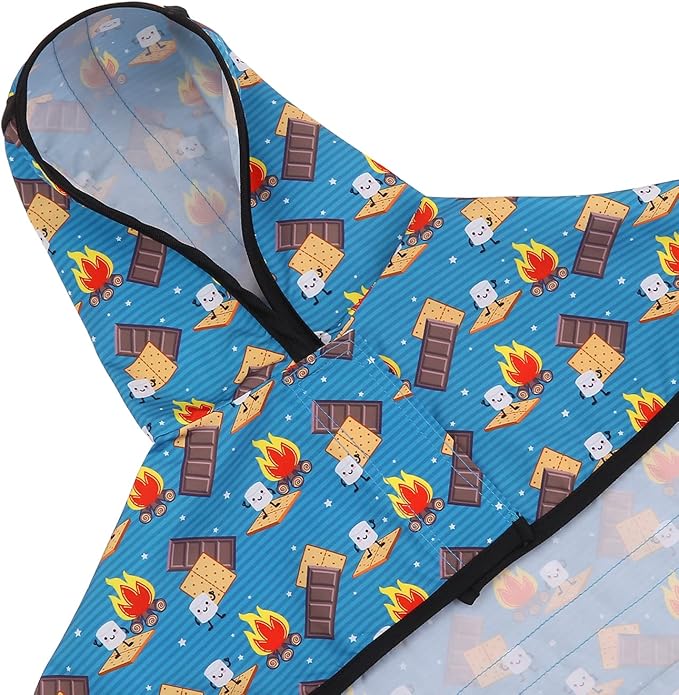 HDE Dog Raincoat Jacket Reflective Adjustable Hooded Pet Poncho Rain Coat with Leash Hole for Small to X-Large Dogs Happy Camper - M