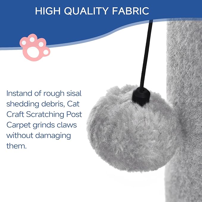 Cat Scratching Post Carpet Scratching Post 40" for Indoor Cats, Tall Cat Scratch Post, Carpet Cats Scratcher with Replaceable Toys, Sturdy Base, Large, Light Gray