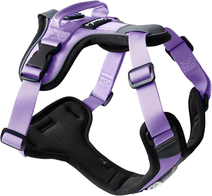 ShawnCo Basecamp Dog Harness, No-Pull Pet Vest with 3 Leash Clips, Padded, Reflective, Lightweight and Adjustable Harness with Handle for Small, Medium and Large Dogs (ICY Lilac, S)