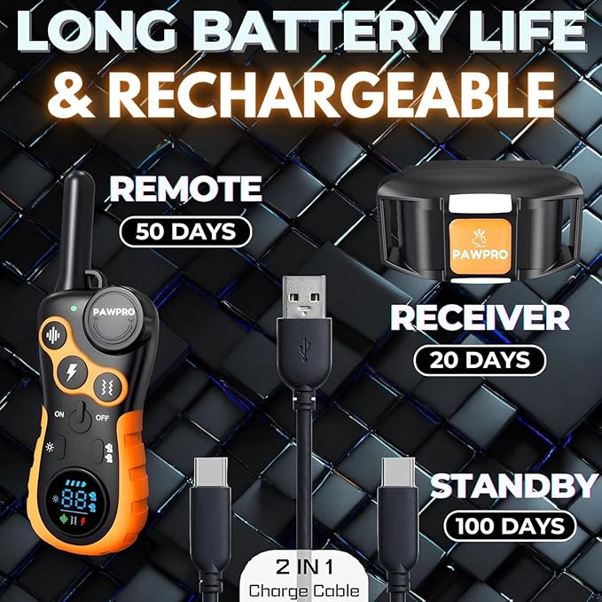 Dog Shock Collar with Remote, Unmatched 4-Mile Range, Night-Light Mode, Training Guide Included, 124 Training Levels & 4 Modes, Beep Vibration Shock, Waterproof Rechargeable, Fits All Dogs (2 Collars)