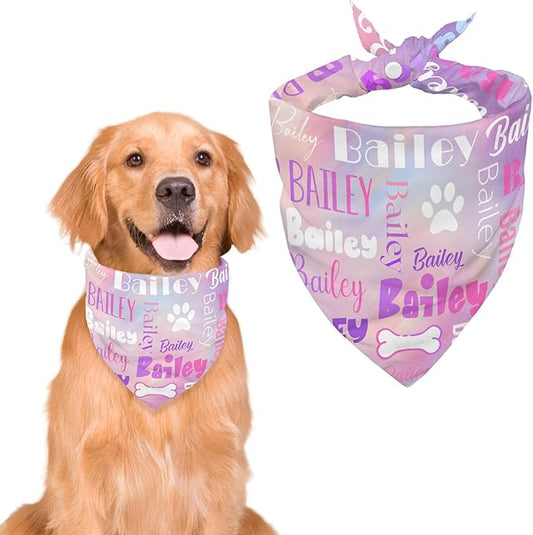 Personalized Dog Bandanas Custom Neckwear Name Button Anti-loosening Dog Scarf Triangle Bibs Kerchief Pet Costume Accessories for Small Medium Large Dogs Cats Pets Birthday