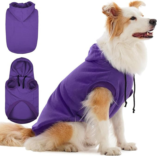 IECOii Large Dog Hoodie, XL Dog Sweater for Large Dogs Girl Hooded Sweatshirt,Spring Fall Dogs Pullover for Beagle, Border Collie, Indoor Cozy & Outdoor Play, Purple, XLarge (No Fleece Lined)