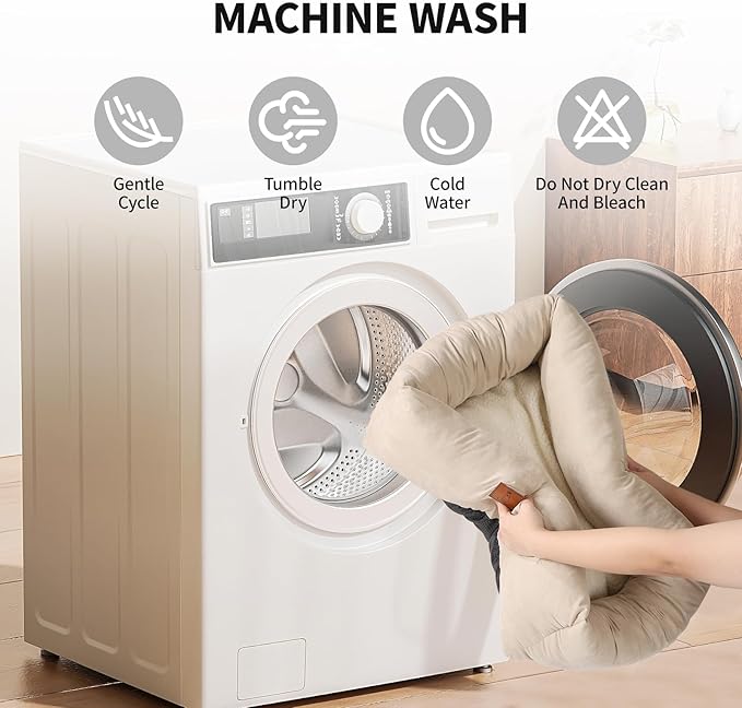 20In Dog Bed for Small Medium Sized Dogs and Cats - Washable Rectangle Puppy Bed for Indoor Outdoor, Cozy Pet Bed with Support Pillow & Non-Slip Bottom(Beige, Small)