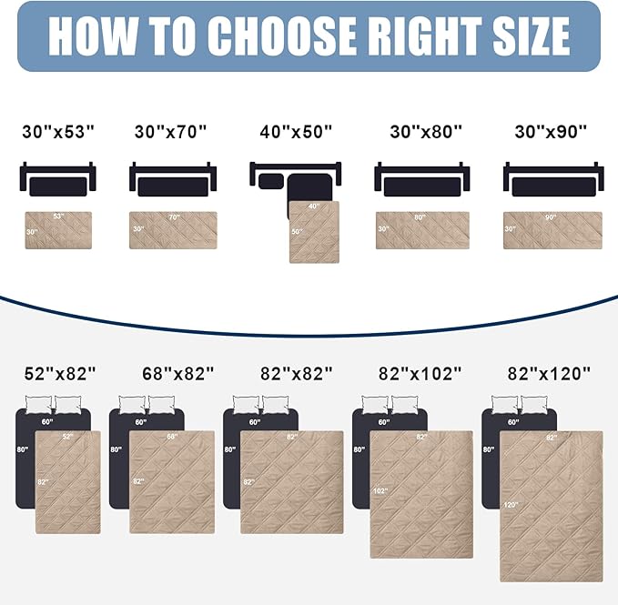 Smiry Waterproof Dog Bed Cover Pet Blanket, Soft Washable Dog Blanket for Furniture Bed Couch Sofa Reversible, Checkered (30"x80", Taupe/Beige)