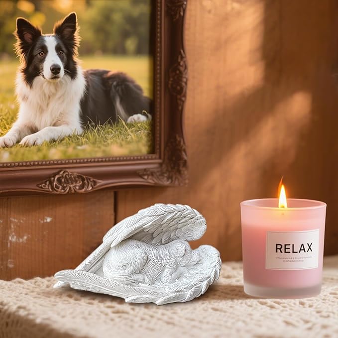 Dog Memorial Gifts for Loss of Dog,Resin Pet Memorial Statues,Forever My Guardian Angel Memorial Gifts(White)