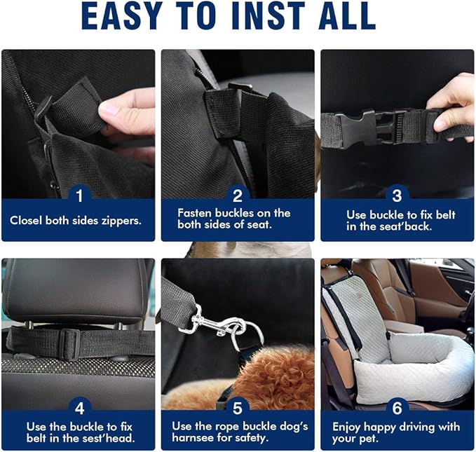 Dog Car Seat Pet Booster Seat Pet Travel Safety Car Seat,The Dog seat Made of Materials is Safe and Comfortable, and can be Disassembled for Easy Cleaning (Off White)