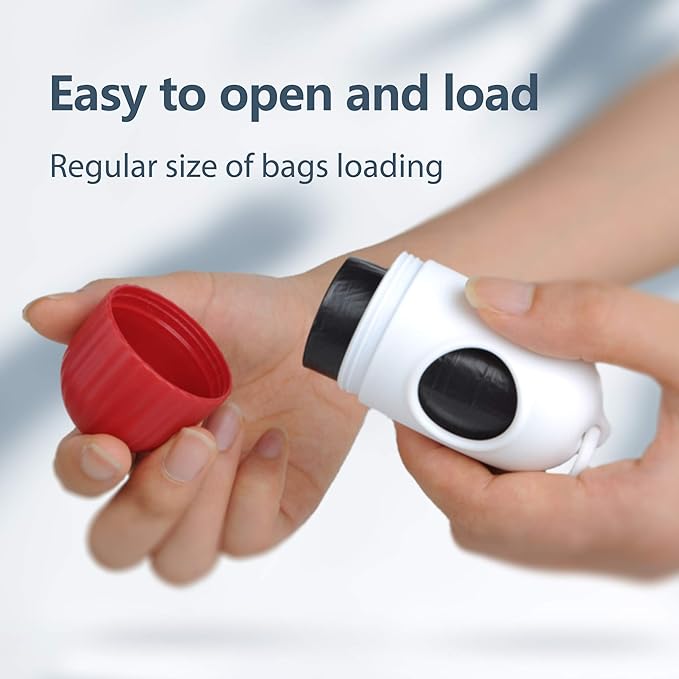 Fida Retractable Dog Leash with Dispenser and Poop Bags, 16 ft Pet Walking Leash for Small Dog or Cat up to 26 lbs, Anti-Slip Handle, Tangle Free, Reflective Nylon Tape (S, Red)