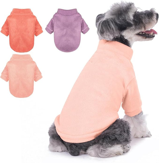 Dog Sweater, 3 Pack Dog Sweaters for Small Dogs Girl Boy, Ultra Soft Warm Puppy Clothes Dog Coat for Winter (Rose+Lt Pink+Lt Purple, Large)
