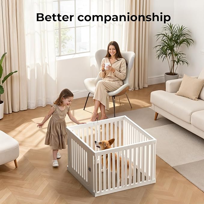 Indoor Dog Playpen for Small Dogs, Puppy Play Pen for Indoors Plastic Portable Playpen for Dogs Small Animal Playpen Fences Pen, Pet Fence Rabbit Bunny Puppy Playpens (23.6" H, 7 Panels)