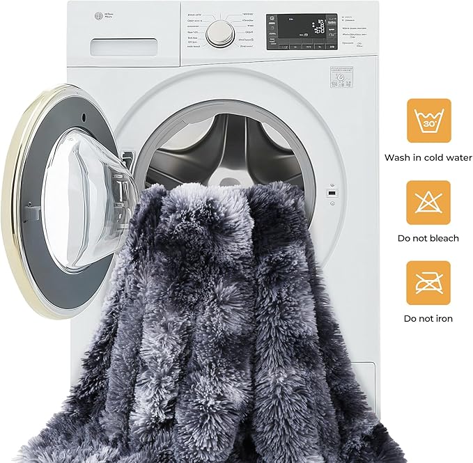 Luciphia Large Waterproof Dog Blanket Pet Washable Liquid Proof Furniture Protector Medium Shaggy Plush Calming Long Faux Fur Bed Cover for Couch Cat Blankets Kitten Doggy, Tie-dye Grey, 40" x 50"