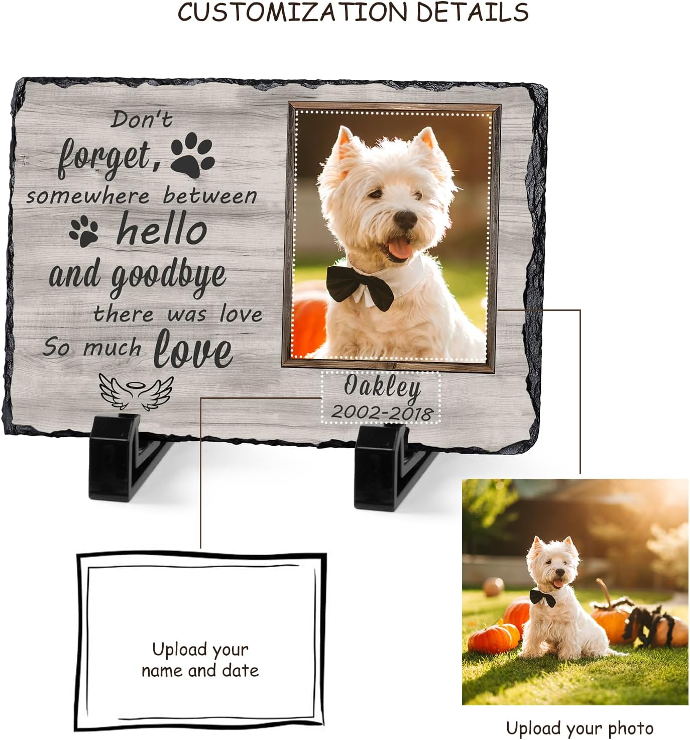 Dog Memorial Gifts for Loss of Dog or Cat, Personalized Dog Memorial Stone with Photo Name for Remembrance Cat Passing Gift for Pet Lovers (3.9INCH * 5.9INCH, style2)