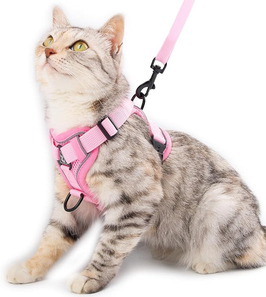 Cat Harness and Leash Set Escape Proof Tactical Small Kitten Harness Emotional Support Cat Vest, Pink, S