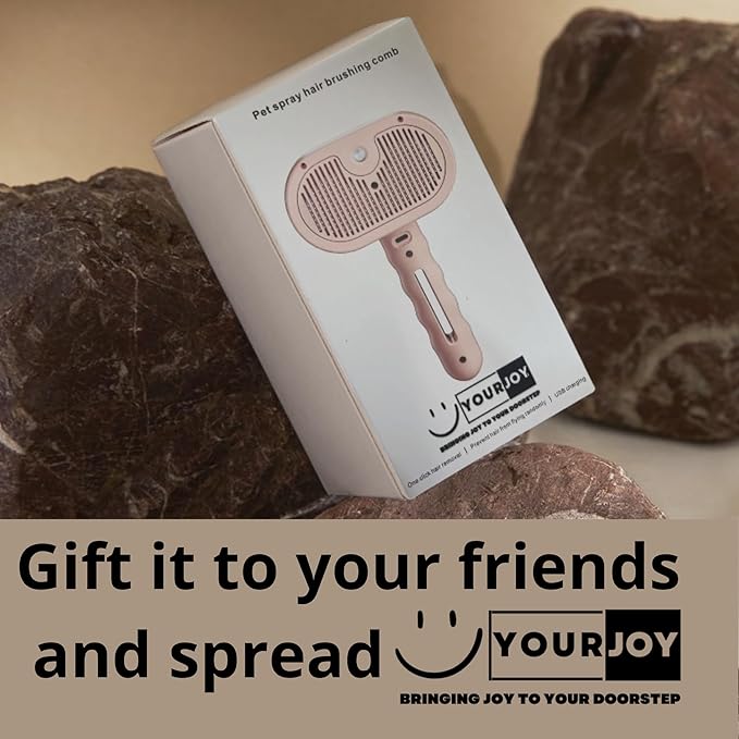 4 in 1 Cat Steam Brush: steam brush for cats, Grooming, Shedding, Mist Spray, Hair Removal Comb & Massager, USB Rechargeable Self Cleaning cat steam brushes for indoor cats - White