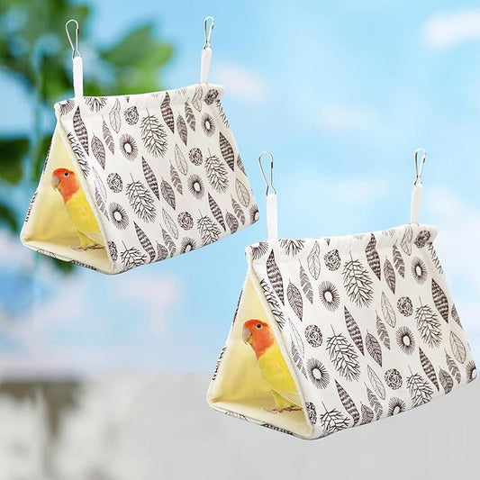 Dnoifne 2 Pack Hanging Winter Warm Bird Bed, Nest House, Hammock House - Plush Snuggle Hideaway Cave Bed Tent for Hamsters, Budgies, Parakeets, Cockatiels, Lovebirds, Parrots