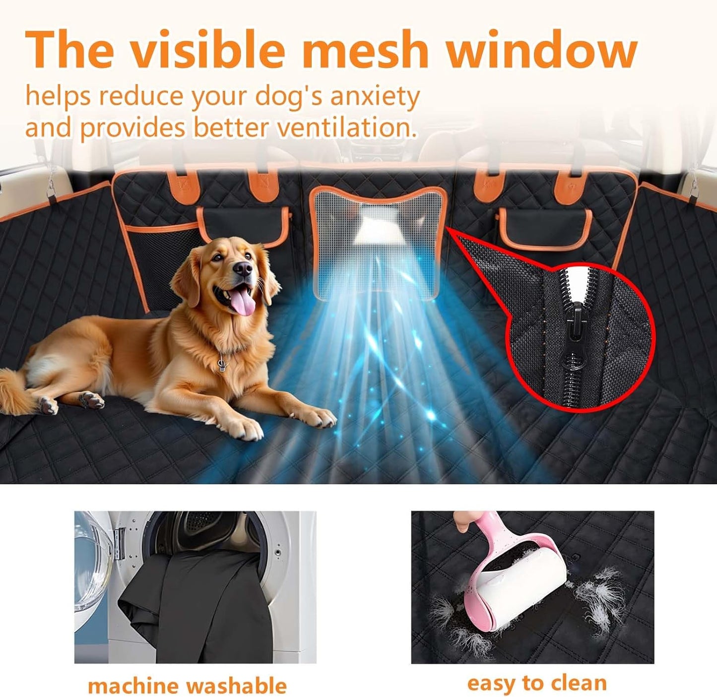 Back Seat Extender for Dogs, Dog Car Seat Cover with Hard Bottom Supports 500 lbs, Waterproof Car Seat Protector, Nonslip Dog Hammock for Back Seat, Pet Bed for Cars, SUVs & Small Trucks