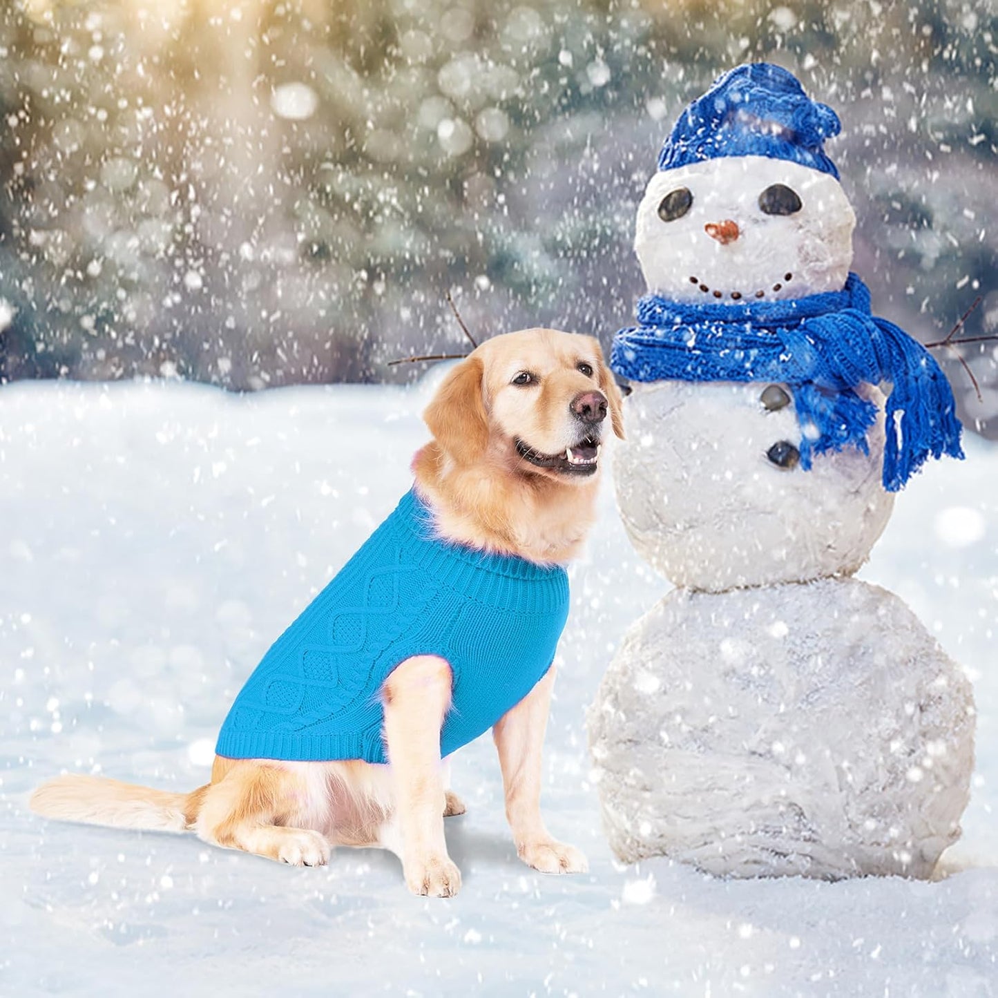 BINGPET Thermal Knitted Dog Sweater for Small Medium Large Dogs,Winter Puppy Cat Coat Warm Sweartershirts Outfits,Classic Cable Knit Turtleneck Pullover Dog Jumper Coat Warm Sweartershirts