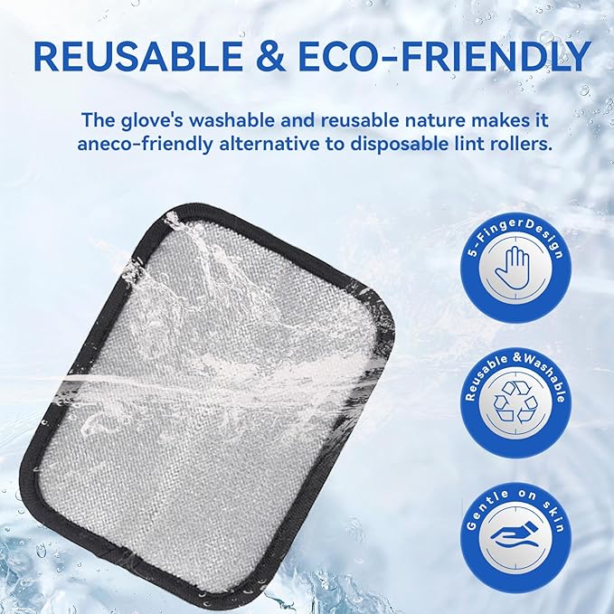 Pet Hair Removal Glove, Electrostatic Reusable with Hair Collection Bag, for Dogs & Cats, Suitable for Sofas, Furniture, Carpets, Car Seats - 2 Pcs