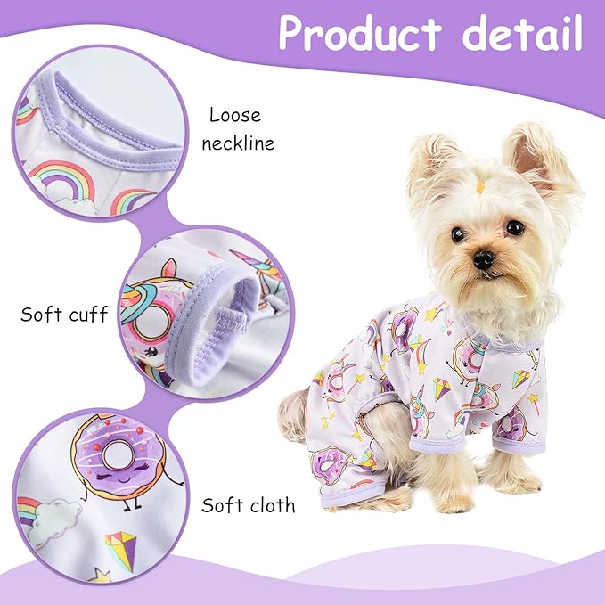 Dog Clothes for Small Dogs Boy Girl, Dog Pajamas Tiny Chihuahua Yorkie Spring Summer Shirt, Cute Puppy Outfit Pjs Jumpsuit Cat Onesie Apparel Pet Clothes