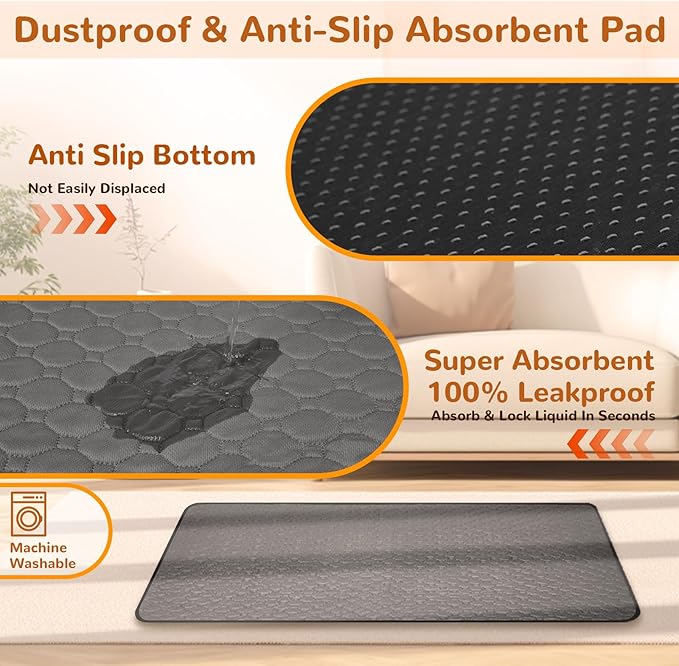 XL Dog Bed Orthopedic Memory Foam Pet Bed Waterproof with Anti-Slip Mat Washable Big Dog Couch Indestructible (Grey)