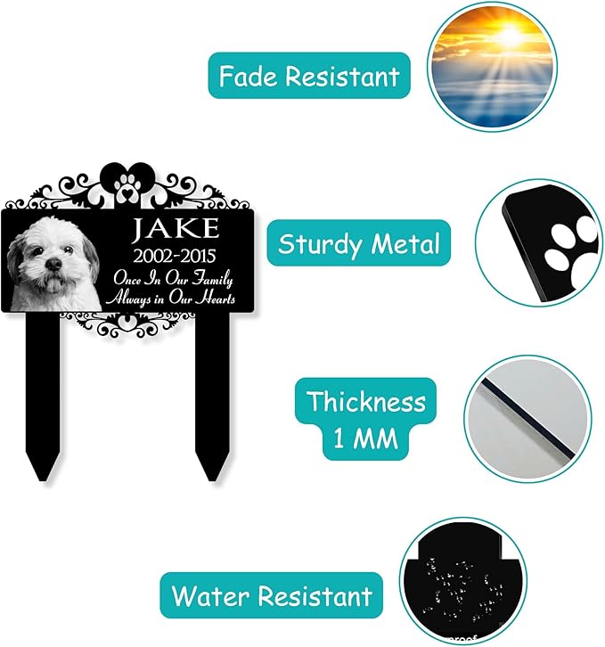 Custom Pet Grave Markers Dog | Simple Custom Pet Headstones for Dogs | Best Rustic Gifts to Remember Your Four-Legged Companions | Personalized Grave Marker with Furry Friends Pictures