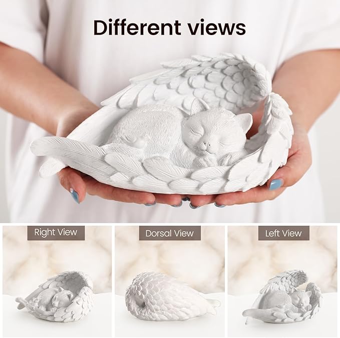 Cat Memorial Stone for Outdoor, Pet Memorial Stones for Cats with Personalized Engraving, Weather-Resistant Garden Stone for Backyard & Memorial Garden to Forever Loved Cats(White)