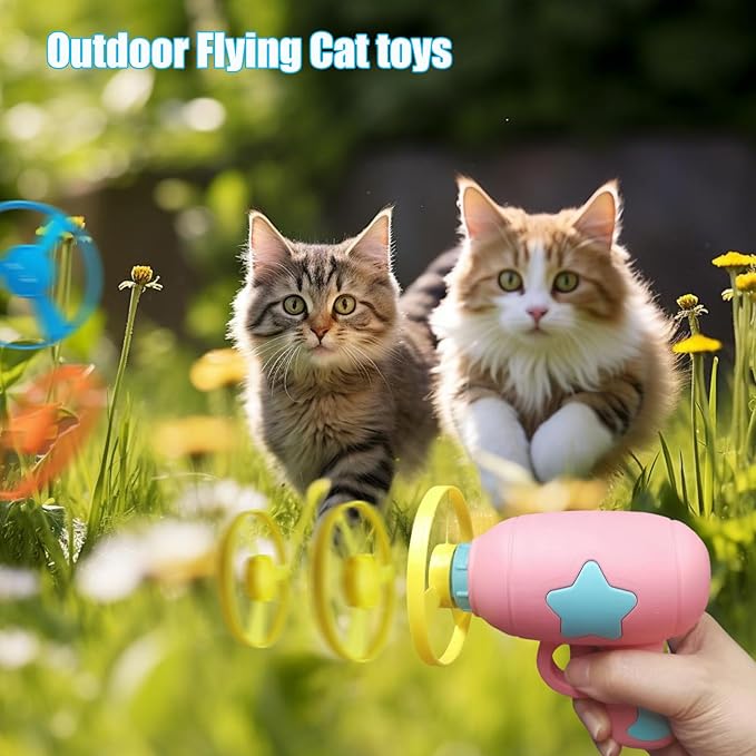 Cat Fetch Toys, Interactive Flying Cat Toys with 50 Flying Propellers, Dog Cat Pet Tracks Chasing Toy for Indoor,Outdoor Cats (only Flying Propellers)