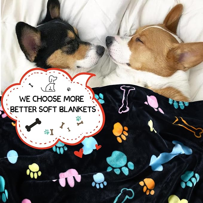 Rezutan Dog Blankets for 3 Pack Large Medium Pet Cat, Soft Fuzzy Washable Blanket, Comfort Flannel Suitable for Dogs Kennels & Beds, Sofas, Furniture, Gifts Puppy Essentials, 41 x 31 inch, Black