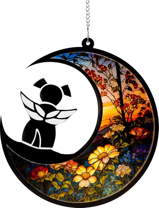 Dog Memorial Suncatcher,Pet Sympathy Gifts,Dog Memorial Gifts for Loss of Dog,Personalized Dog Pass Away Gifts with Name Date for Pet Lovers