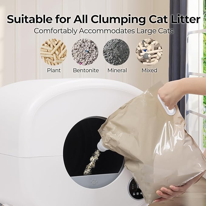 Self Cleaning Cat Litter Box: 76L Extra Large Automatic Litter Box for Multiple Cats, Odor-Free, Smart App Control, Ambient Light Waste Disposal