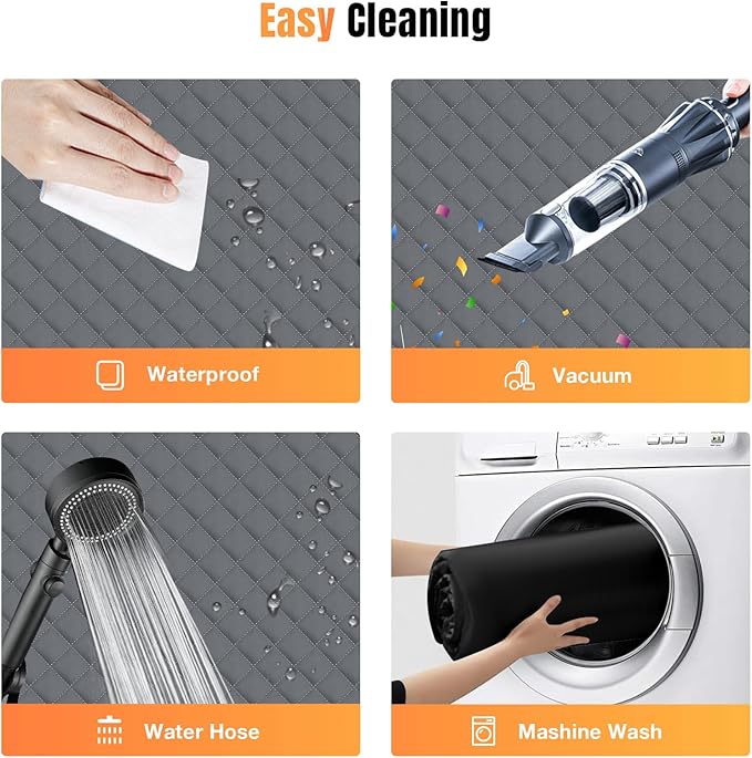 Dog Car Seat Cover for Back Seat, Gray, Universal Fit, Polyester, Car, Truck, SUV, Van, Automotive Pet Seat Cover Combination