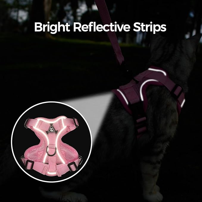Cat Harness and Leash Set Escape Proof Tactical Extra Large Kitten Harness Emotional Support Cat Vest, Pink, XL