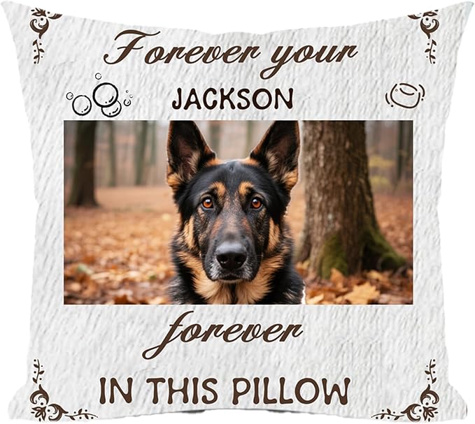 Custom Picture Pet Memorial Pillow, Personalized Dog Memorial Gifts for Loss of Dog, Sympathy Gift for Dog Bereavement & Remembrance Pillowcase (Style G)