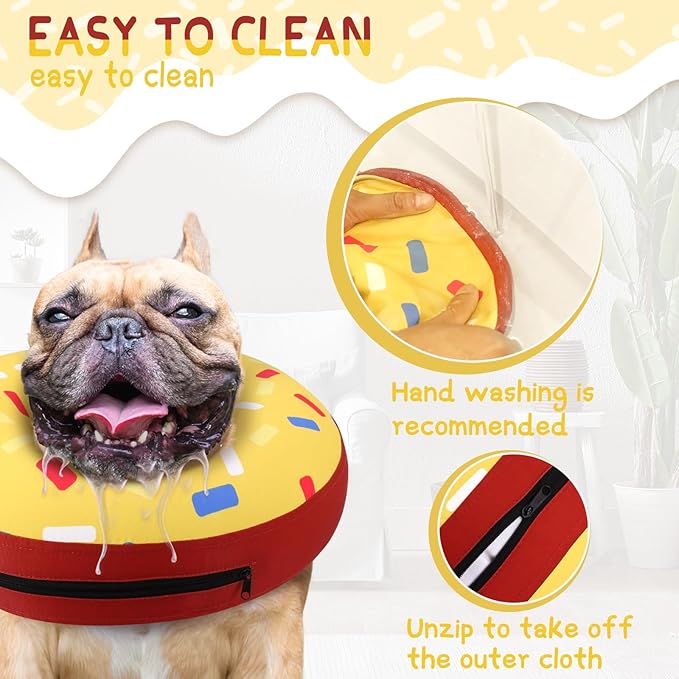 Supet Inflatable Dog Cone Collar Alternative After Surgery, Doggie Neck Donut Collar Recovery ECollar for Post Surgery, Soft Dog Cone for Small Medium Puppies Cats