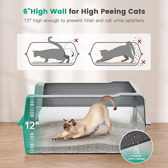 XXL Stainless Steel Cat Litter Box with Lid, Odorless XL Metal Box for Big Cats, Extra Large Kitty Litter Pan, Easy Clean Steel Box Anti-Leakage, Include Litter Scoop