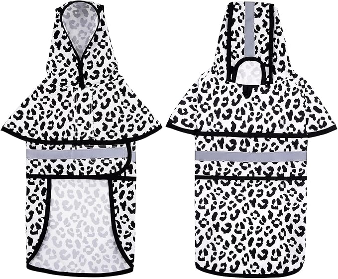 HDE Dog Raincoat Jacket Reflective Adjustable Hooded Pet Poncho Rain Coat with Leash Hole for Small to X-Large Dogs