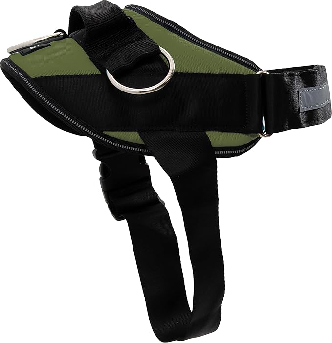 ShawnCo Essential Dog Harness, No-Pull Pet Vest with 3 Leash Clips, No Choke, Reflective, Adjustable and Padded, for Easy Walking and Training for Small, Medium and Large Dogs (Olive Green, S)