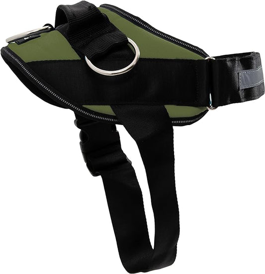 ShawnCo Essential Dog Harness, No-Pull Pet Vest with 3 Leash Clips, No Choke, Reflective, Adjustable and Padded, for Easy Walking and Training for Small, Medium and Large Dogs (Olive Green, M)