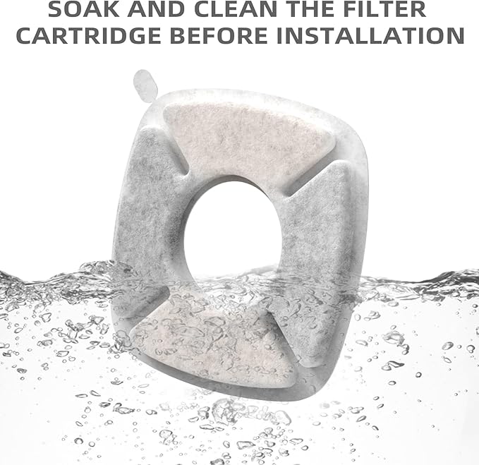 8 Pack Cat Water Fountain Filter Compatible with 67/95/135/85oz Automatic Pet Dispenser, Triple Filtration Dog Fountain Filter (8 Carbon Filters+8 Sponge Filters)